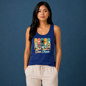 Vintage Summer Beach Sun Chase Ladies Tank Top