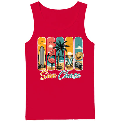 Vintage Sun Chase Coastal Beach Summer Graphic Men Tank Top