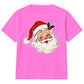 Vintage Winking Santa Face Graphic Christmas Kids T-Shirt