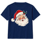 Vintage Winking Santa Face Graphic Christmas Kids T-Shirt