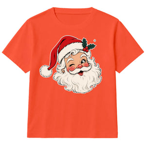 Vintage Winking Santa Face Graphic Christmas Kids T-Shirt