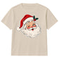 Vintage Winking Santa Face Graphic Christmas Kids T-Shirt