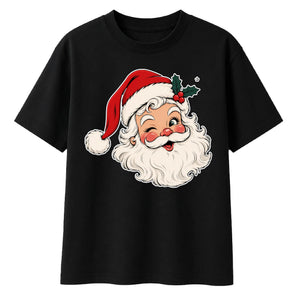 Vintage Winking Santa Portrait Christmas Oversized T-Shirt