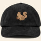 Squirrel Corduroy Cap, Embroidered Vintage Baseball Cap, Wildlife Cool Design Sun Hat, Comfort Colors Animal Designs Caps,