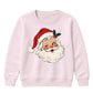 Winking Santa Face With Holly Christmas Kids Sweatshirt