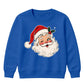Winking Santa Face With Holly Christmas Kids Sweatshirt