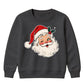 Winking Santa Face With Holly Christmas Kids Sweatshirt