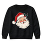 Winking Santa Face With Holly Christmas Kids Sweatshirt