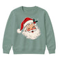 Winking Santa Face With Holly Christmas Kids Sweatshirt