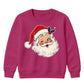 Winking Santa Face With Holly Christmas Kids Sweatshirt