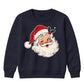 Winking Santa Face With Holly Christmas Kids Sweatshirt