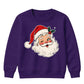 Winking Santa Face With Holly Christmas Kids Sweatshirt