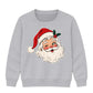 Winking Santa Face With Holly Christmas Kids Sweatshirt