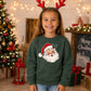 Winking Santa Face With Holly Christmas Kids Sweatshirt