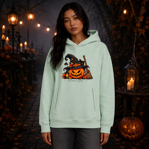 Witch hat cat and pumpkin quote Halloween Oversized Hoodie