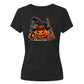 Witch hat pumpkin black cat graphic Halloween ladies t-shirt