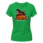 Witch hat pumpkin black cat graphic Halloween ladies t-shirt
