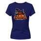 Witch hat pumpkin black cat graphic Halloween ladies t-shirt