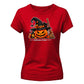 Witch hat pumpkin black cat graphic Halloween ladies t-shirt