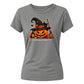 Witch hat pumpkin black cat graphic Halloween ladies t-shirt