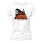 Witch hat pumpkin black cat graphic Halloween ladies t-shirt