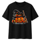 Witch hat pumpkin cat graphic Halloween Oversized T-Shirt