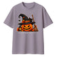 Witch hat pumpkin cat graphic Halloween Oversized T-Shirt