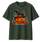 Witch hat pumpkin cat graphic Halloween Oversized T-Shirt