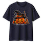 Witch hat pumpkin cat graphic Halloween Oversized T-Shirt
