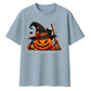 Witch hat pumpkin cat graphic Halloween Oversized T-Shirt