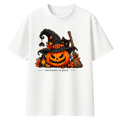 Witch hat pumpkin cat graphic Halloween Oversized T-Shirt