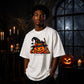 Witch hat pumpkin cat graphic Halloween Oversized T-Shirt