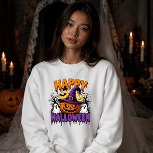 Witch hat pumpkin ghosts print Halloween Unisex Sweatshirt