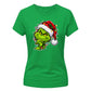 Witty smiling green grinch portrait Christmas Ladies T-Shirt