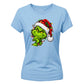 Witty smiling green grinch portrait Christmas Ladies T-Shirt