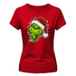 Witty smiling green grinch portrait Christmas Ladies T-Shirt