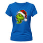 Witty smiling green grinch portrait Christmas Ladies T-Shirt