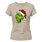 Witty smiling green grinch portrait Christmas Ladies T-Shirt