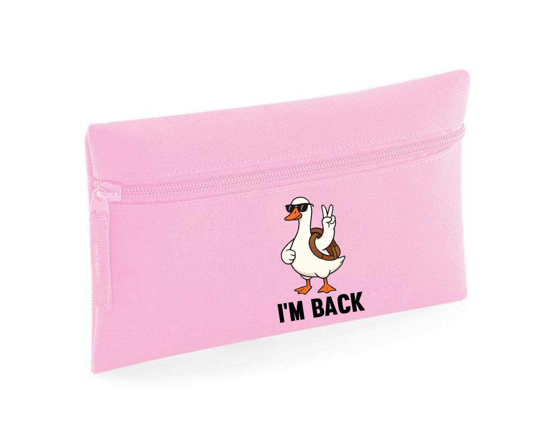 Back To School Kids Pencil Case, I’m Back Funny Duck Print, Durable & Stylish Storage Pouch For School Supplies Gift M8482