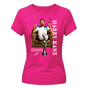 Womens Harry Kane World Cup Champion Graphic Ladies T-Shirt