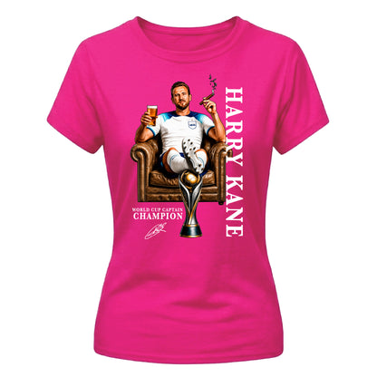 Womens Harry Kane World Cup Champion Graphic Ladies T-Shirt