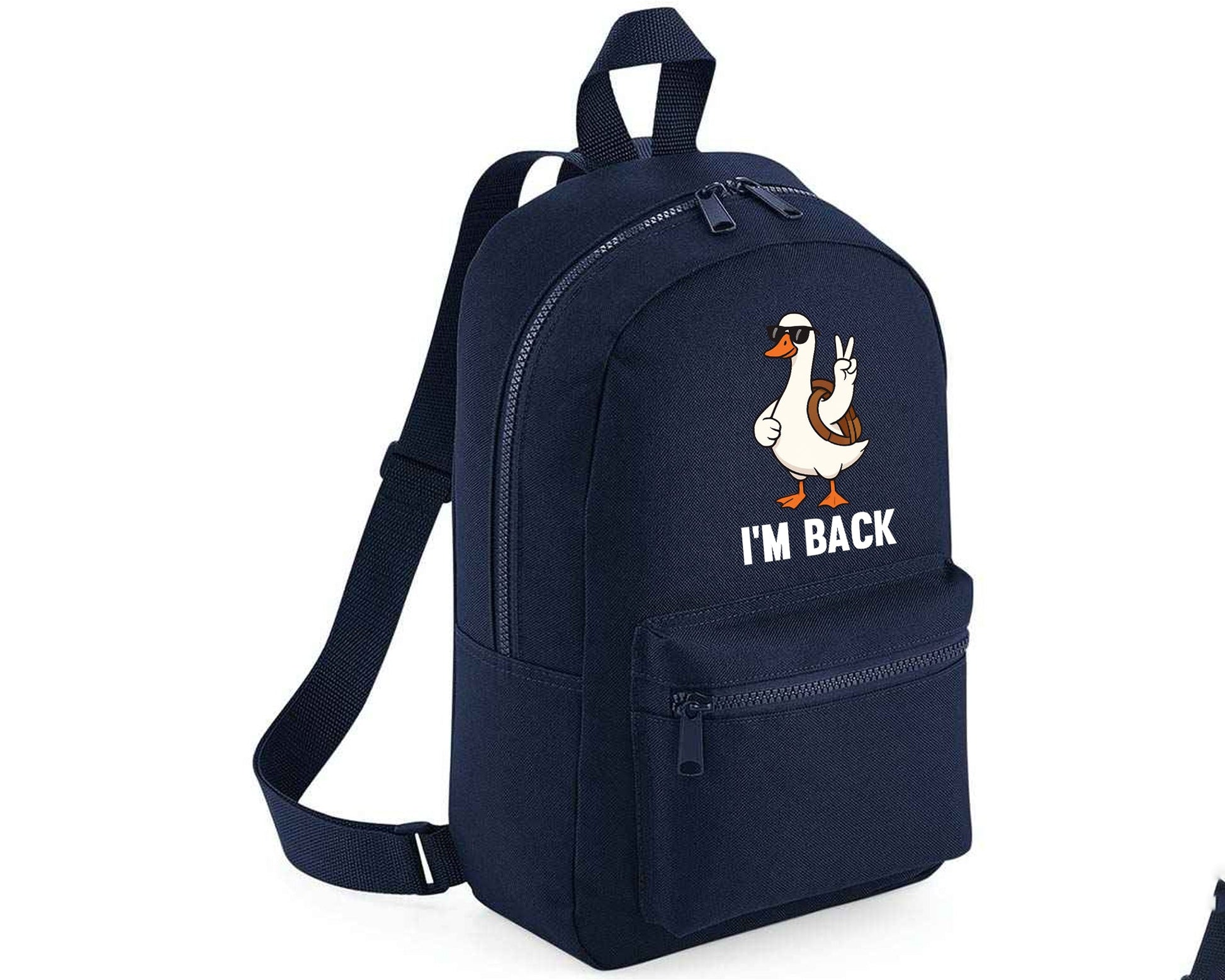Back To School Kids Backpack, Duck I'm Back Printed Funny Cartoon Design Fashion Bag, Stylish, Lightweight & Ideal For Books, Supplies & Travel M8482