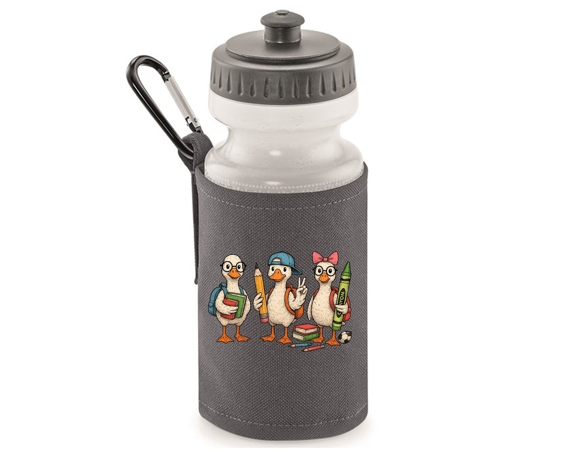 Back to School Water Bottle, Funny 3 Ducks Design For Kids, Teens & Duck Fans, Fun, BPA School Bottle Essential M8486