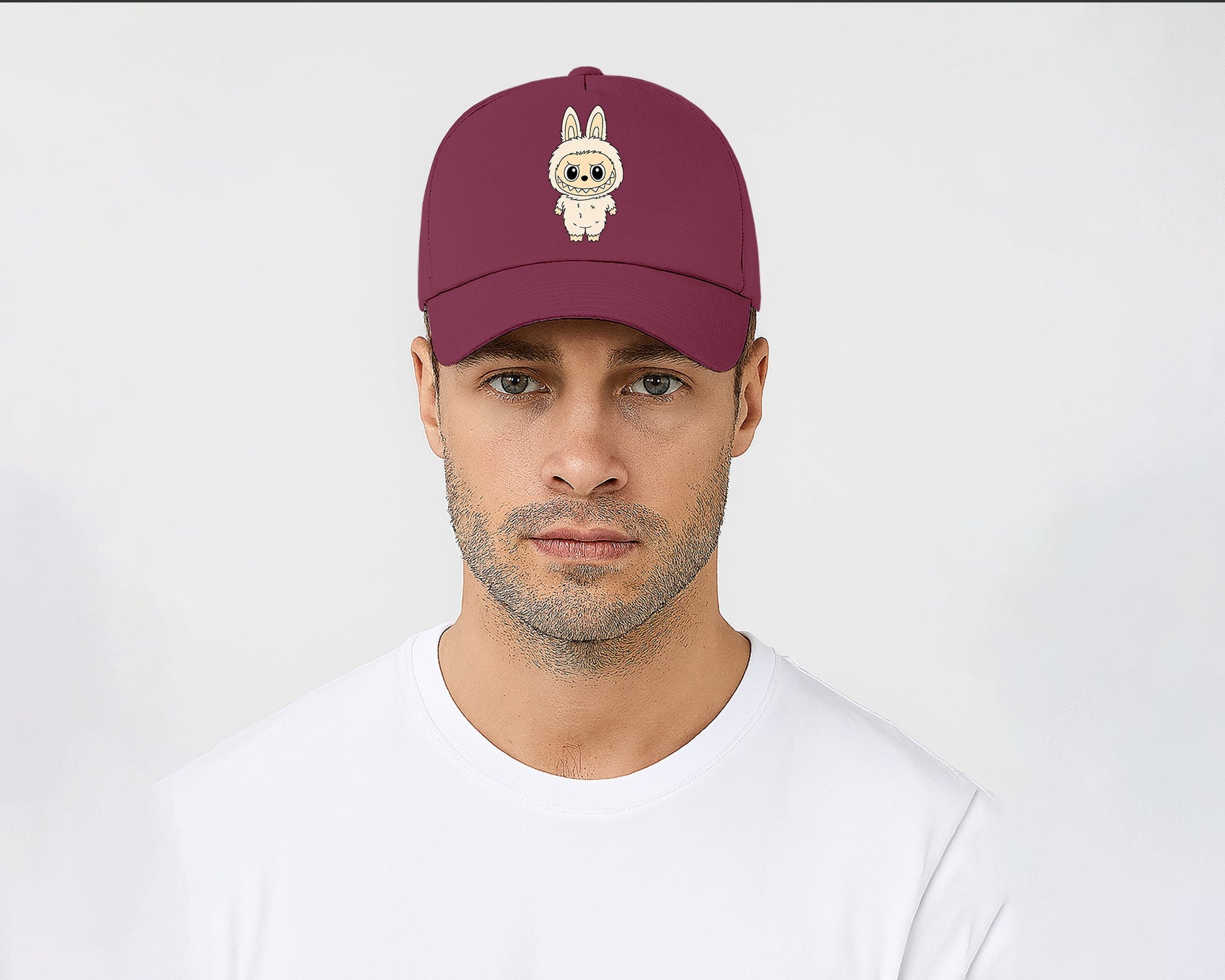 Labubu Cap, Cute Cartoon Printed Baseball Hat For Anime Fans, Unisex Pre-Curved Peak Design Gift Cap M8424
