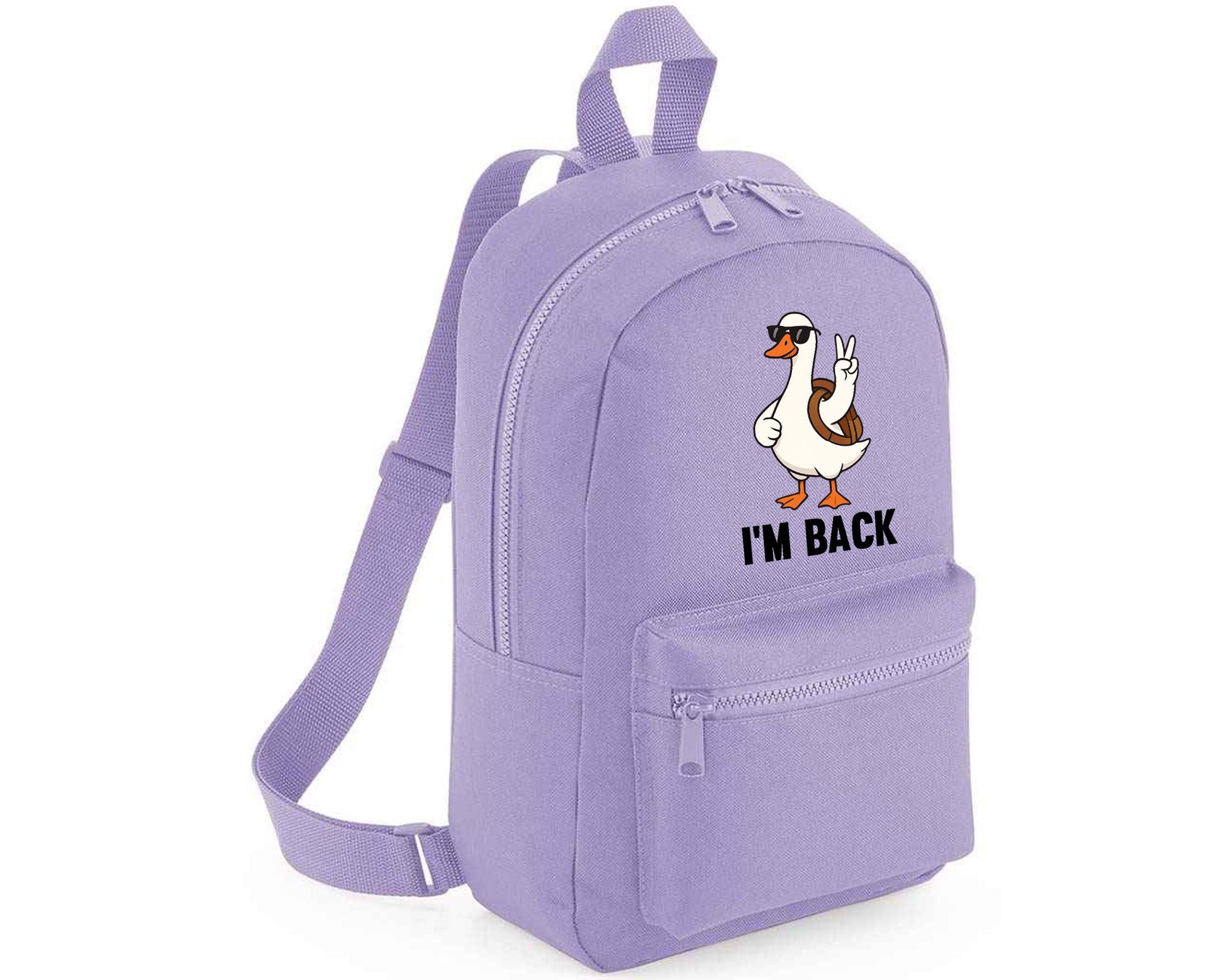 Back To School Kids Backpack, Duck I'm Back Printed Funny Cartoon Design Fashion Bag, Stylish, Lightweight & Ideal For Books, Supplies & Travel M8482