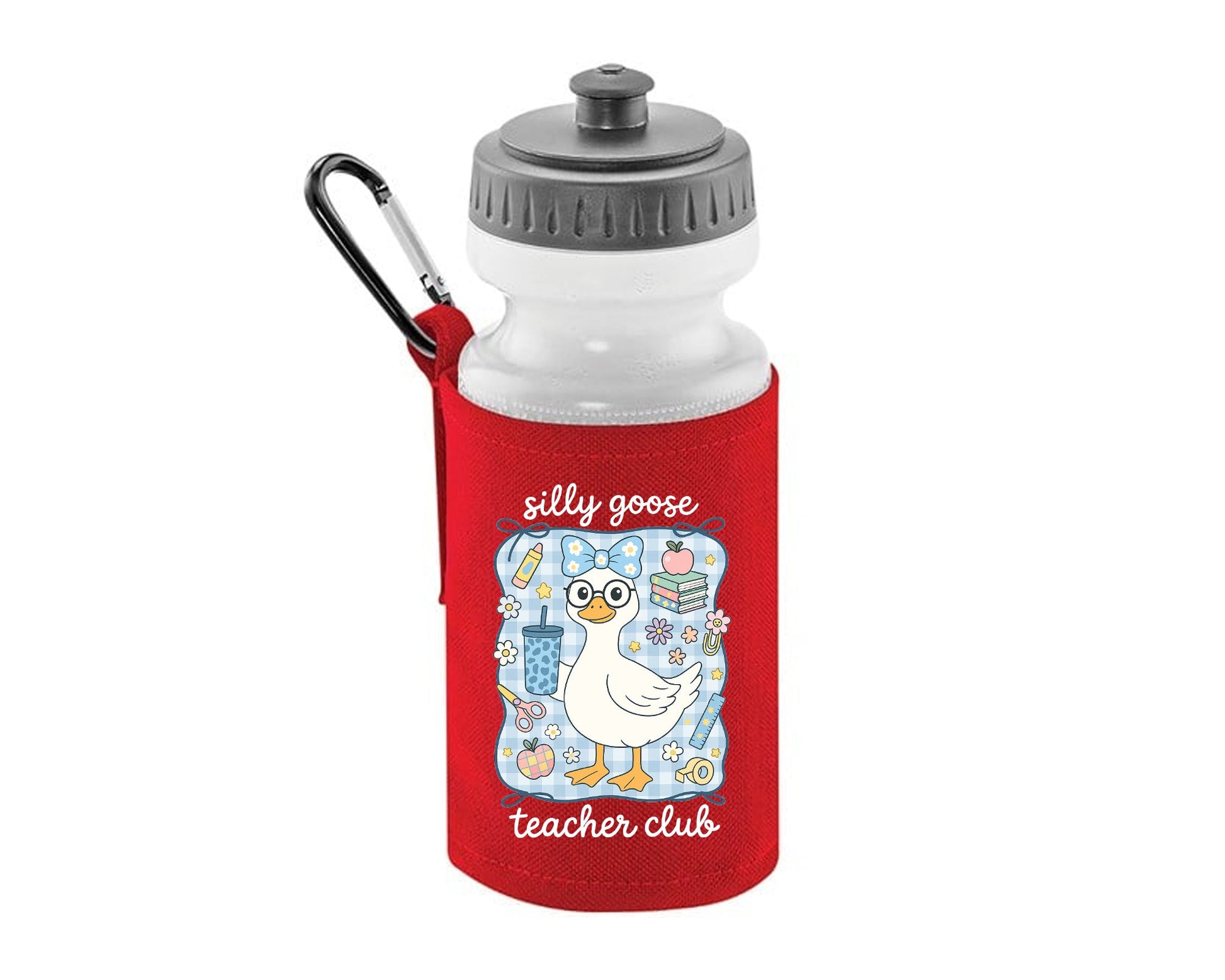 Silly Goose Teacher Club Water Bottle, Cute Duck Design Back To School Bottle, 500ml BPA Free Soft Water Bottle M8479