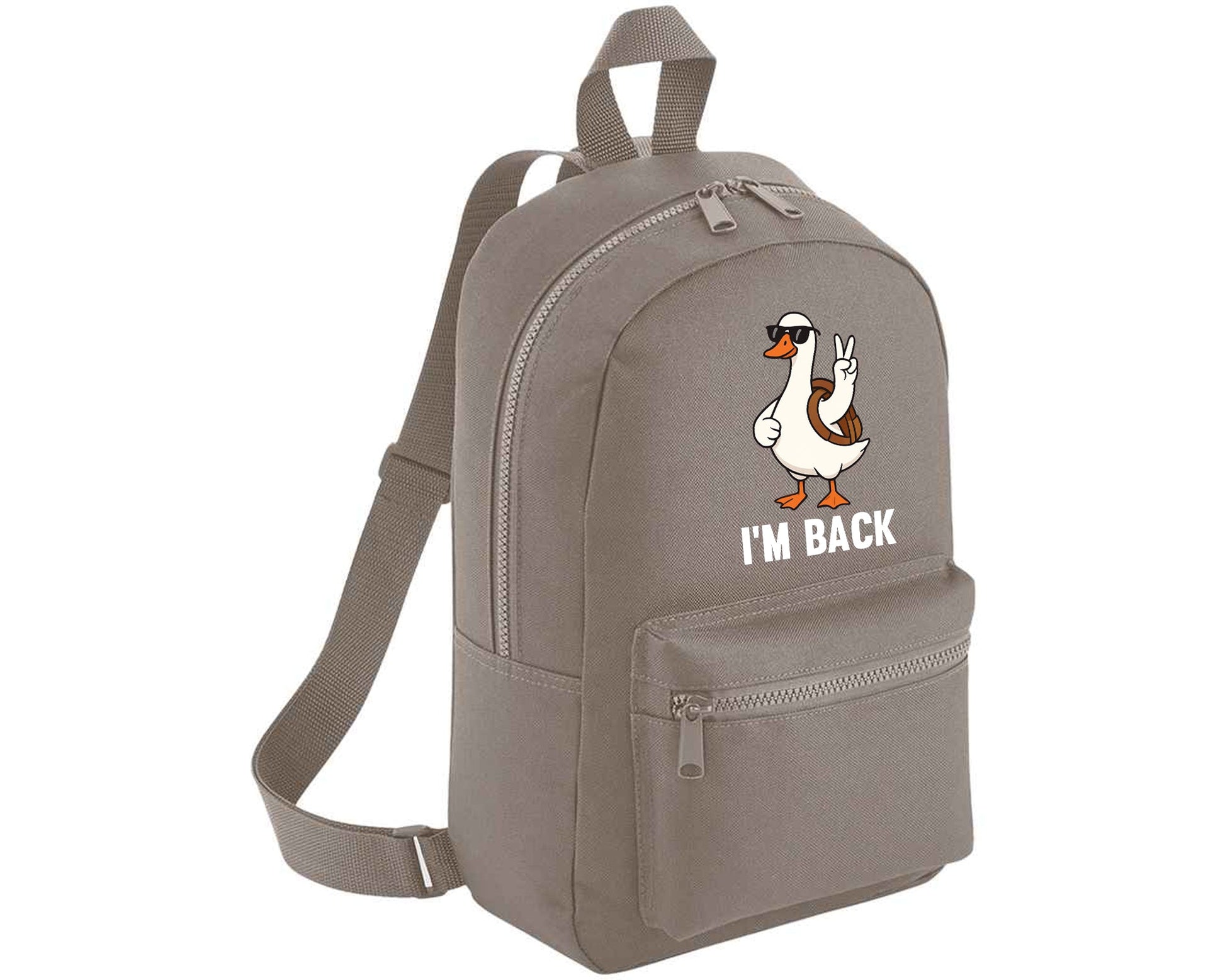 Back To School Kids Backpack, Duck I'm Back Printed Funny Cartoon Design Fashion Bag, Stylish, Lightweight & Ideal For Books, Supplies & Travel M8482
