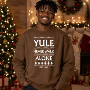 Yule Never Walk Alone Slogan Christmas Oversized Sweatshirt