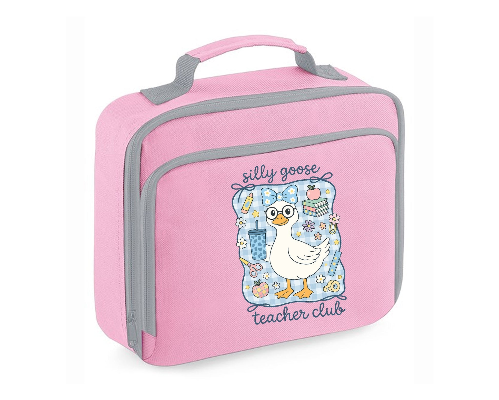 Back To School Lunch Bag, Silly Goose Teacher Club Duck Printed Design Lunch Box, Keeps Lunch Fresh, Cool & Stylish M8479